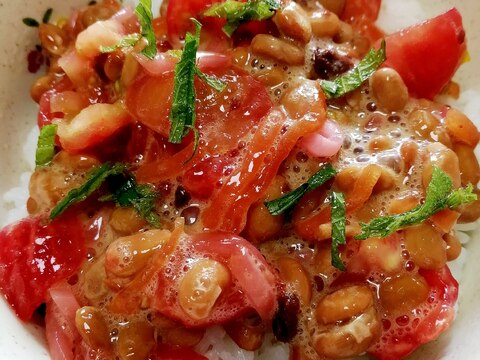 納豆の食べ方-トマト＆梅しそ生姜♪